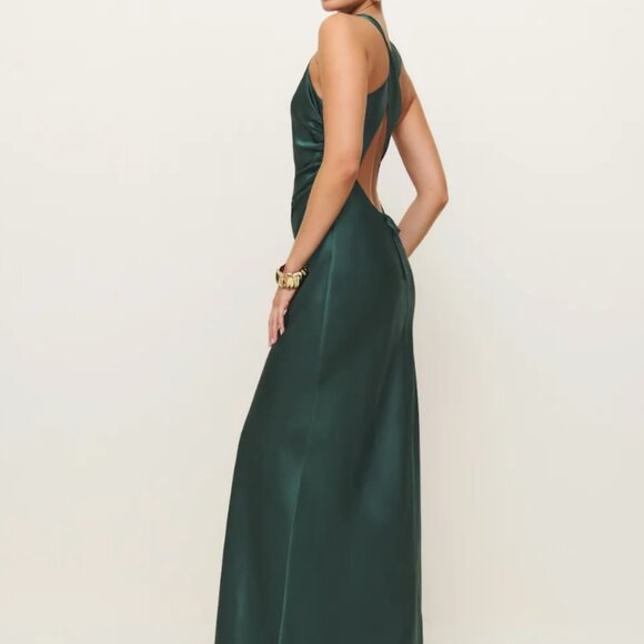 Reformation Anaiis Silk Dress in Forest, Size 0 - Picture 1 of 6